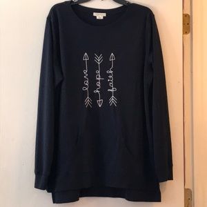 Navy Blue Long Sleeved Shirt/Light Sweater